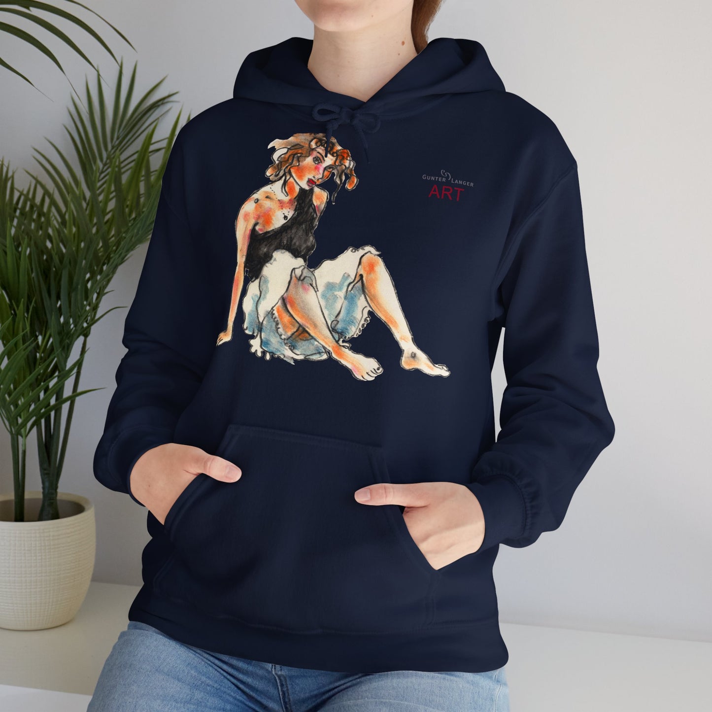 Unisex Heavy Blend™ Hooded Sweatshirt - Motiv Frontseite "Rosa", H 28 cm & Rückseite "Rosa", H 34 cm