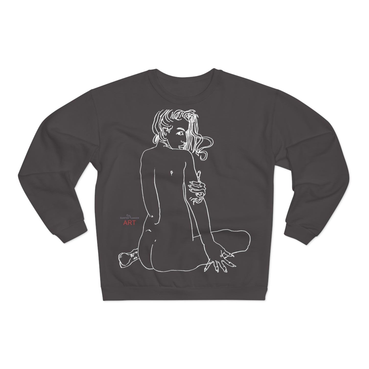 Unisex Crew Neck Sweatshirt (EU) - Motiv: Front Emilia & Rückseite Emilia, (Weiß) H 48 cm