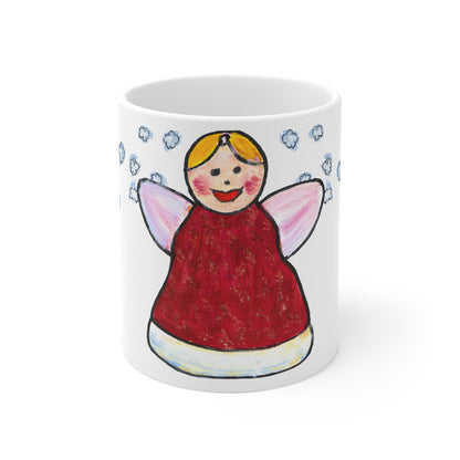 Ceramic Mug (EU) - Motiv: Engel 2, Schneeflocken