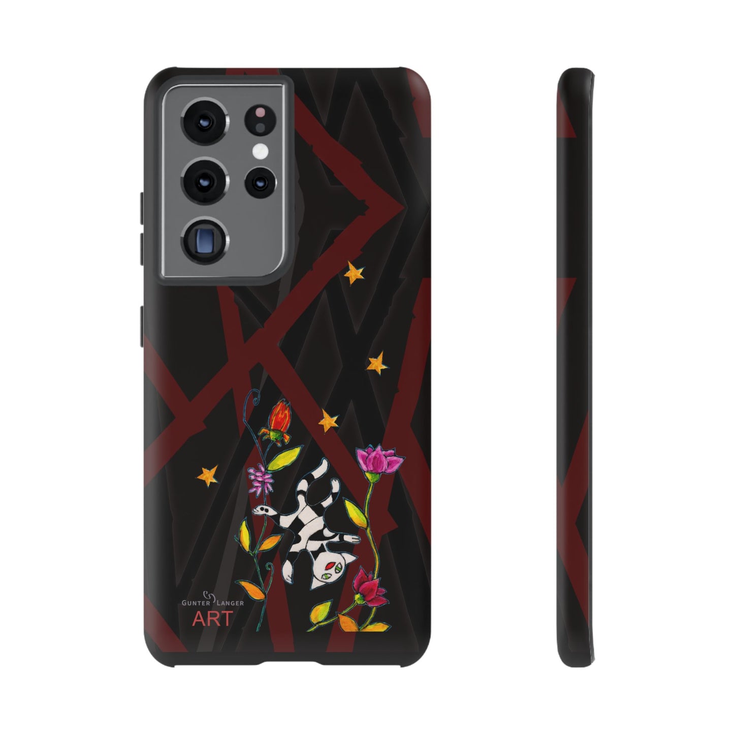 Tough Cases - Google Pixel - Samsung Galaxy - Motiv: Katze schwebt und Ranken, H 7,73 cm, Mikado3