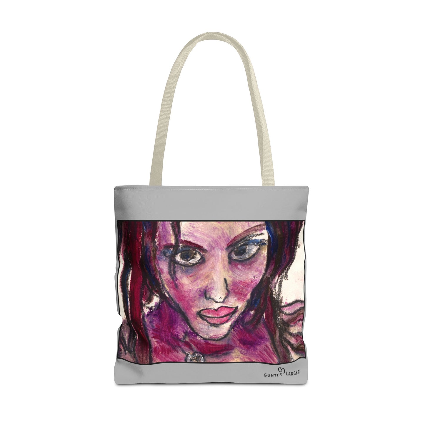 Tote Bag (AOP)- Motiv: Front Lola & Rückseite Lola, Grau