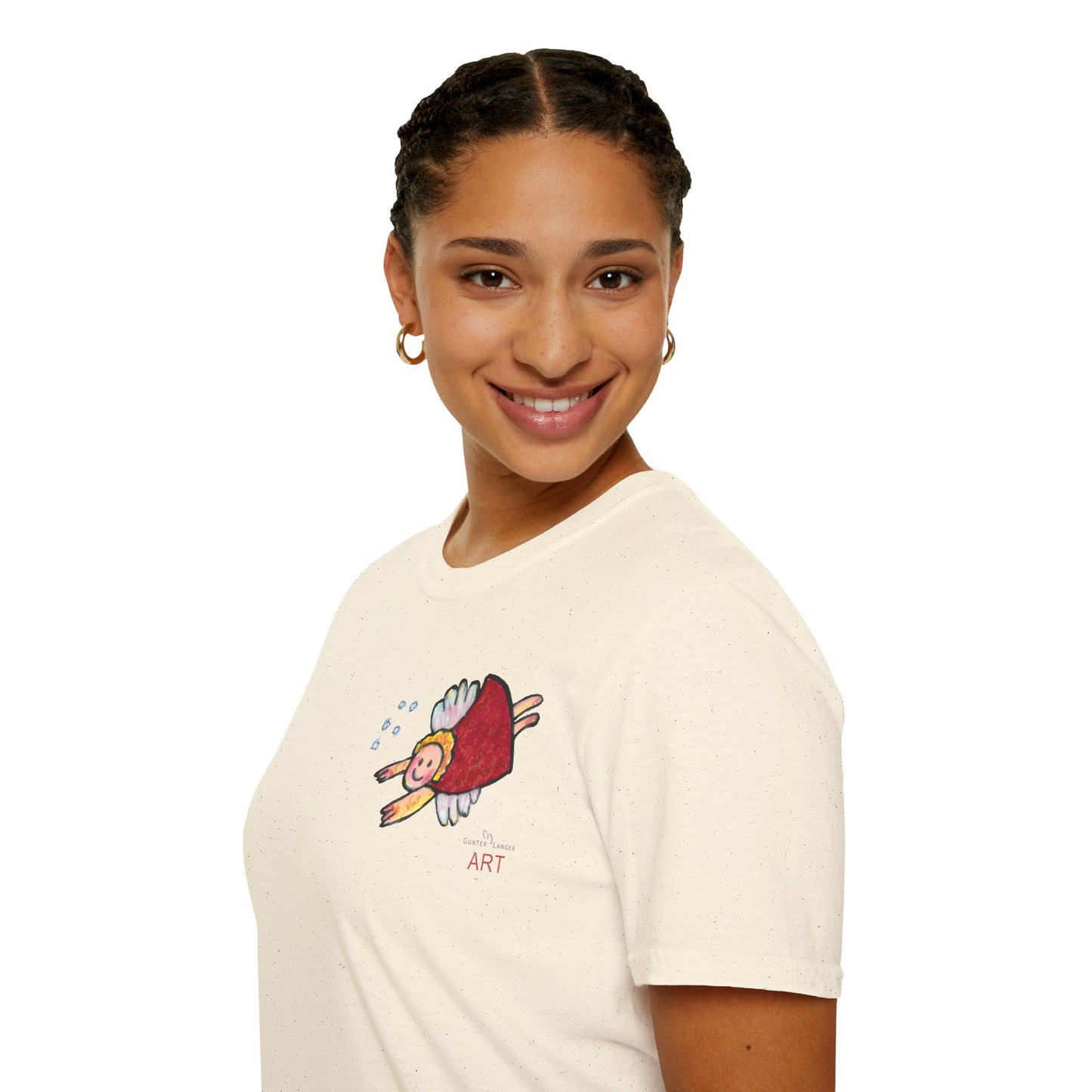 Unisex Softstyle T-Shirt - Motiv: Front Engel 3,  H 11,5 cm