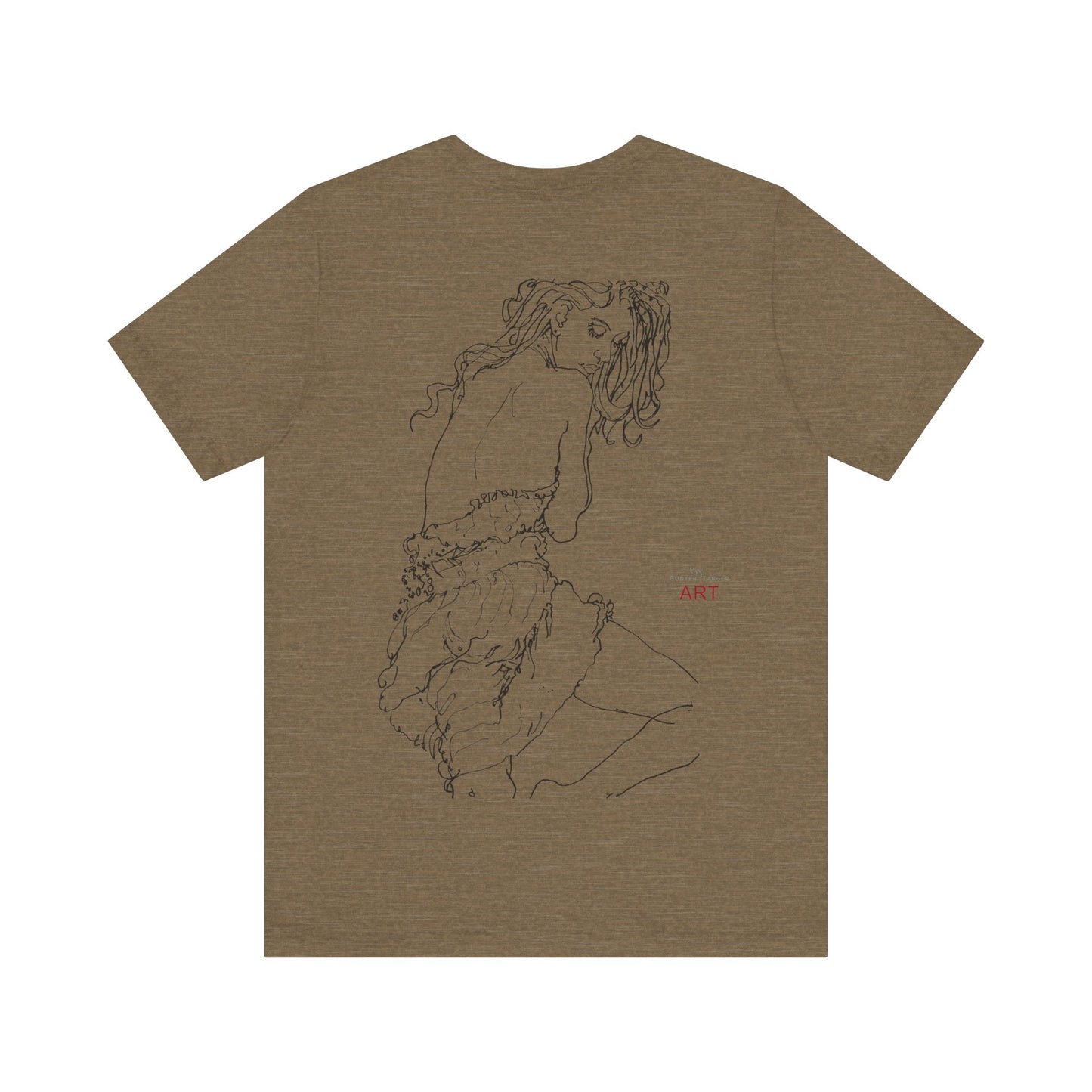 Unisex Jersey Short Sleeve Tee - Motiv: Front Logo & Rückseite Giselle H 48,42 cm, N-Label