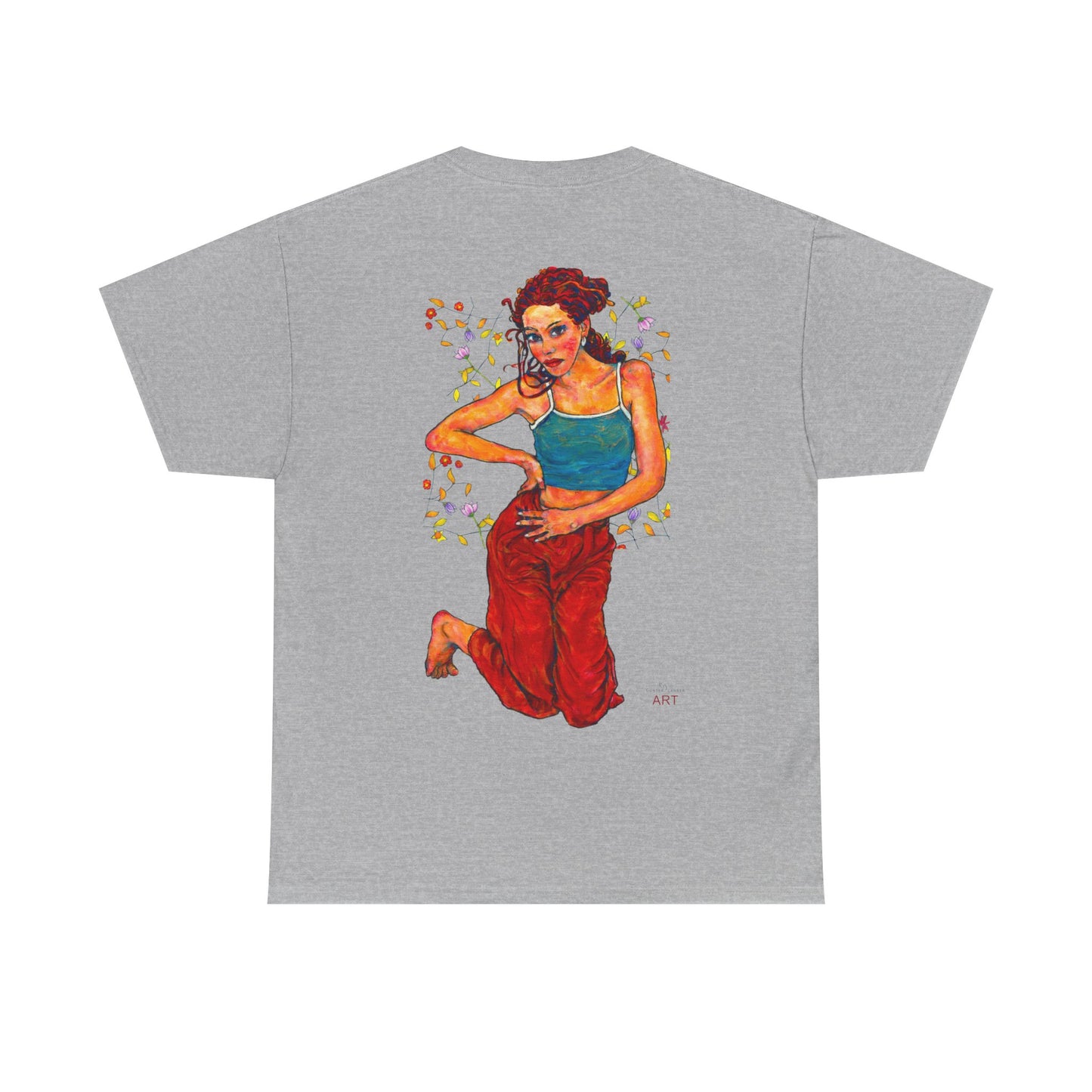 Unisex Heavy Cotton Tee - Motiv: Front, Lea, Ranken, H 13cm & Rückseite, Lea, Ranken, H 40,45 cm, Neck Label