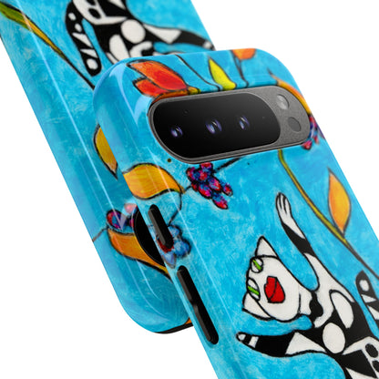Tough Cases - Google Pixel - Samsung Galaxy - Motiv: Karierte Katze hüpft