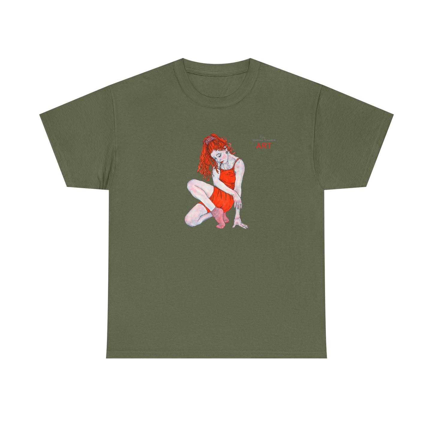 Unisex Heavy Cotton Tee - Motiv:  Front Julia, H25 cm & Rückseite Julia, H 49 cm