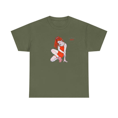 Unisex Heavy Cotton Tee - Motiv:  Front Julia, H25 cm & Rückseite Julia, H 49 cm