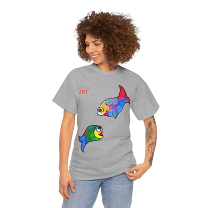 Unisex Heavy Cotton Tee - Motiv: Front Zwei Fische zueinander
