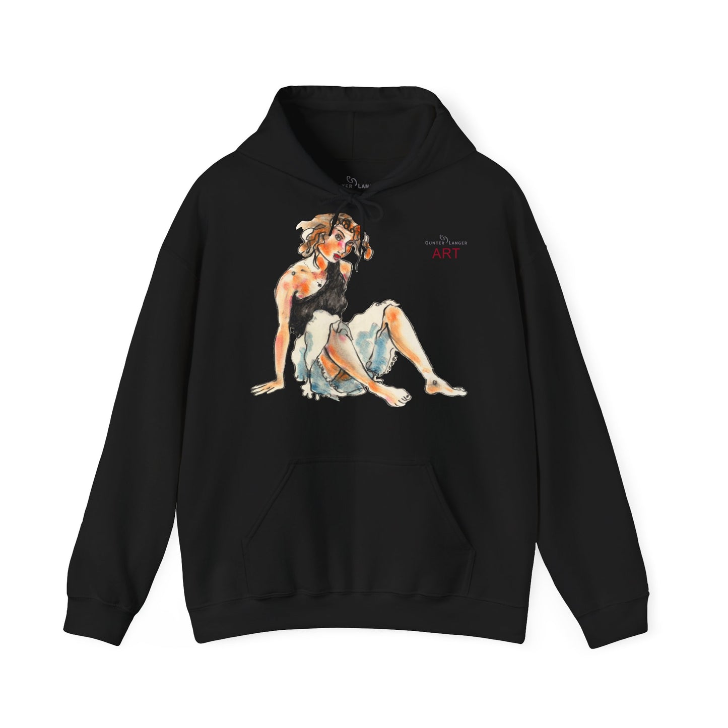 Unisex Heavy Blend™ Hooded Sweatshirt - Motiv Frontseite "Rosa", H 28 cm & Rückseite "Rosa", H 34 cm