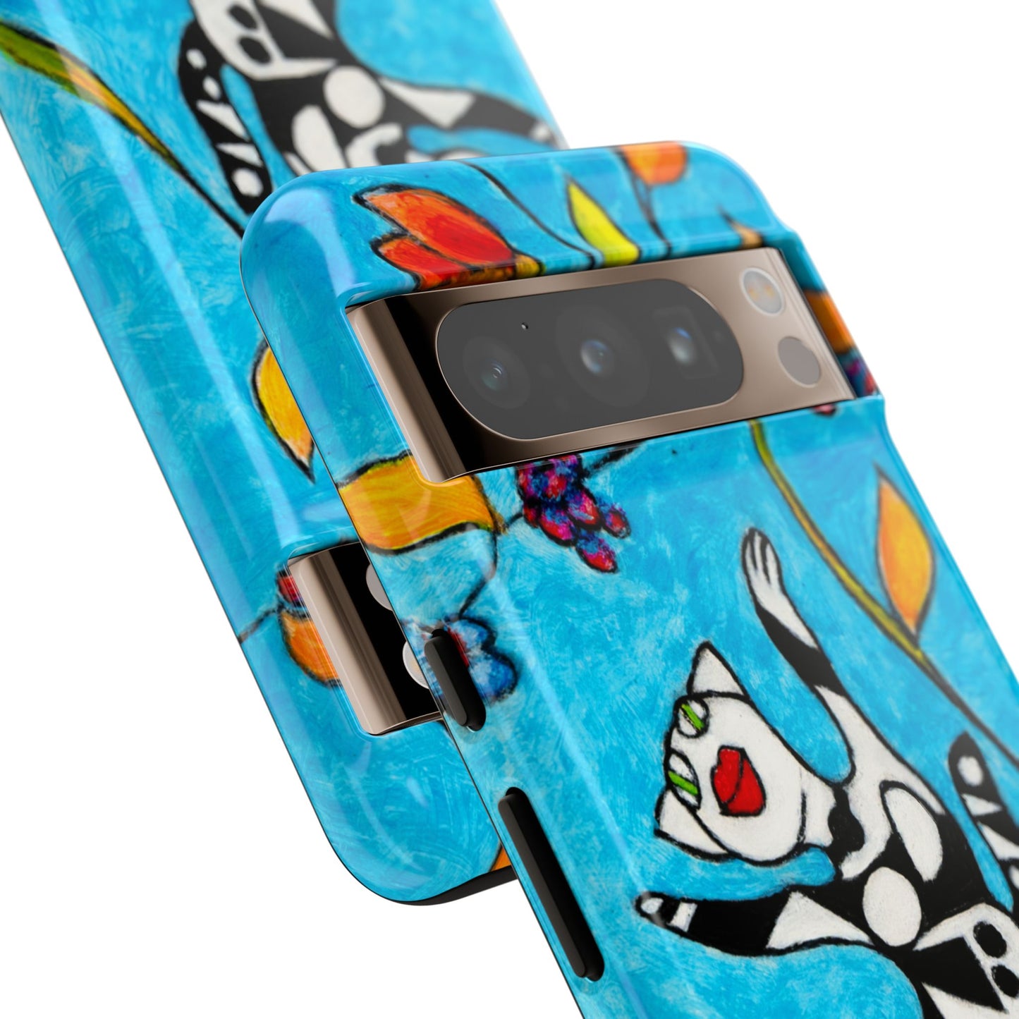 Tough Cases - Google Pixel - Samsung Galaxy - Motiv: Karierte Katze hüpft