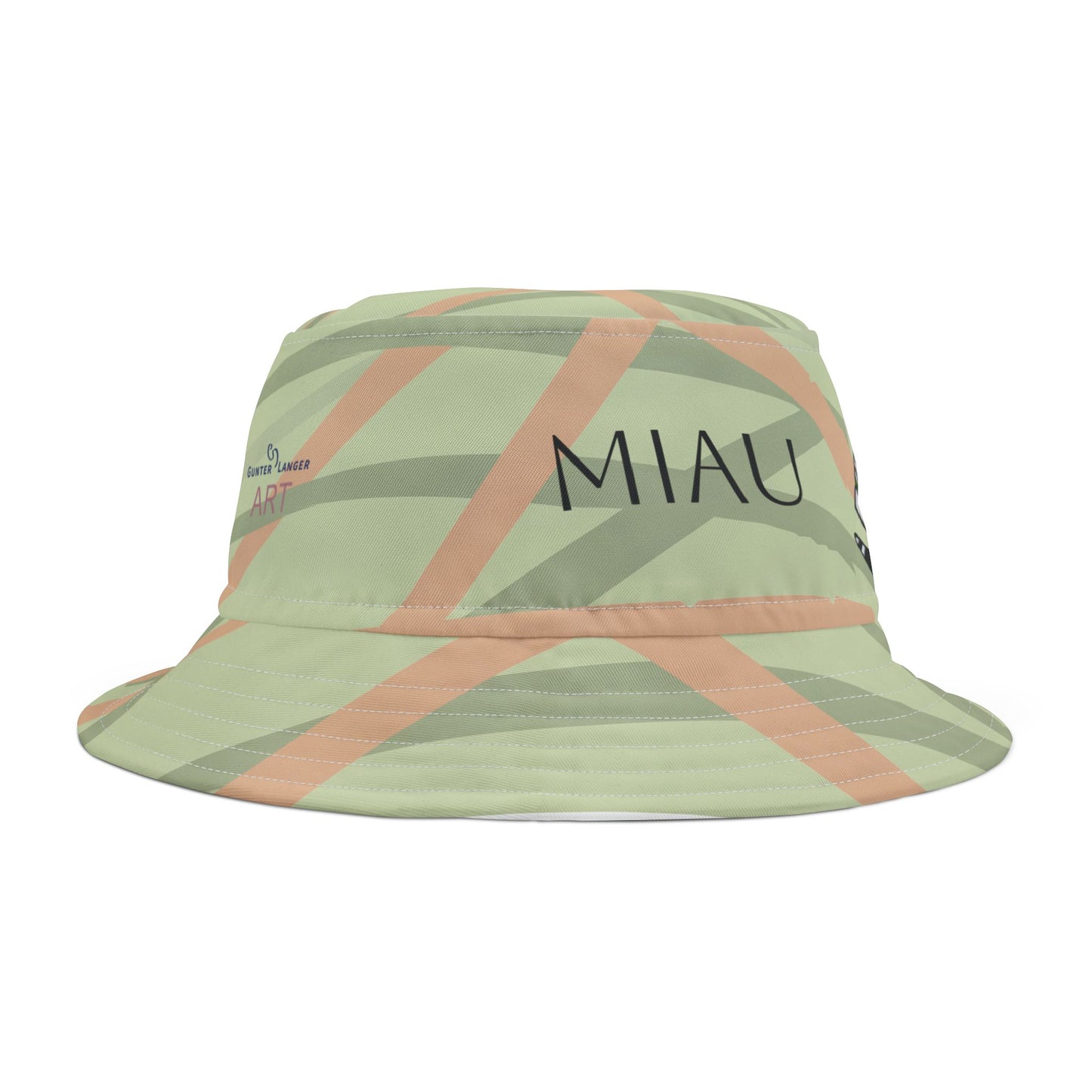 Bucket Hat (AOP) - Motiv: Miau, Mikado hellgrün
