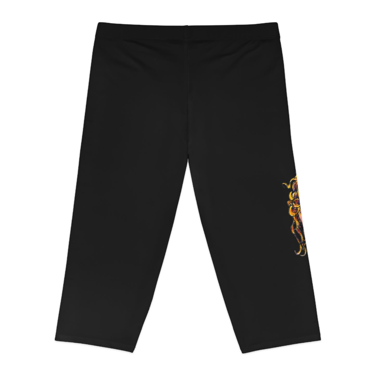 Women's Capri Leggings (AOP) -  Motiv: Antonietta, schwarz, 1