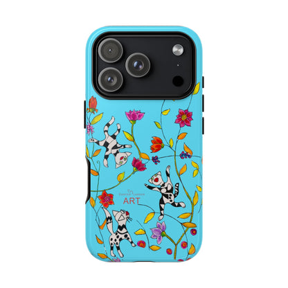 Tough Cases - iPhone - Motiv: Karierte Katzen, blau