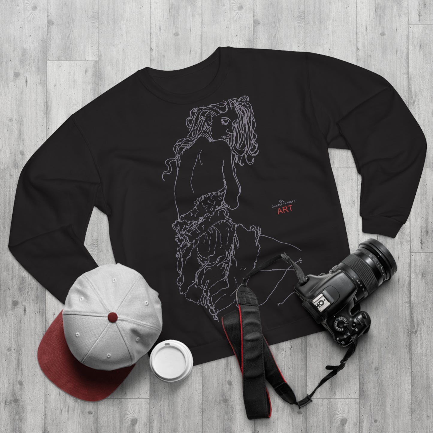 Unisex Sweatshirt - Motiv: Front Giselle H49 cm & Rückseite Giselle,  H49 cm (grau)