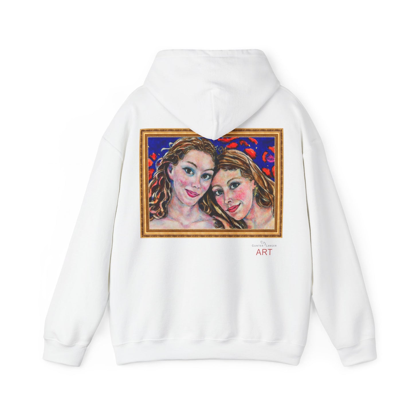 Unisex Heavy Blend™ Hooded Sweatshirt - Motiv: Frontseite Augen & Rückseite Freundinnen, (gerahmt, H 29 cm)