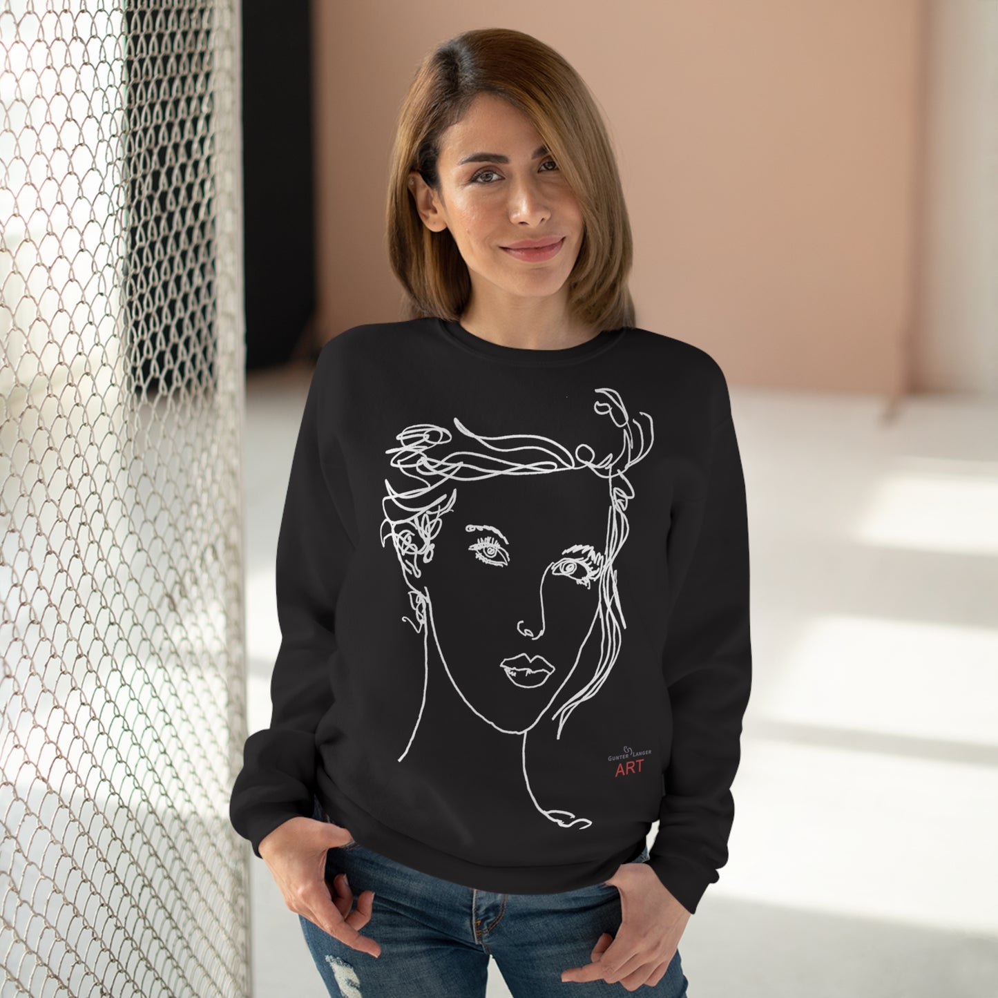 Unisex Crew Neck Sweatshirt (EU) - Motiv: Front Helena & Rückseite Helena, H 49,45 cm, (weiß)