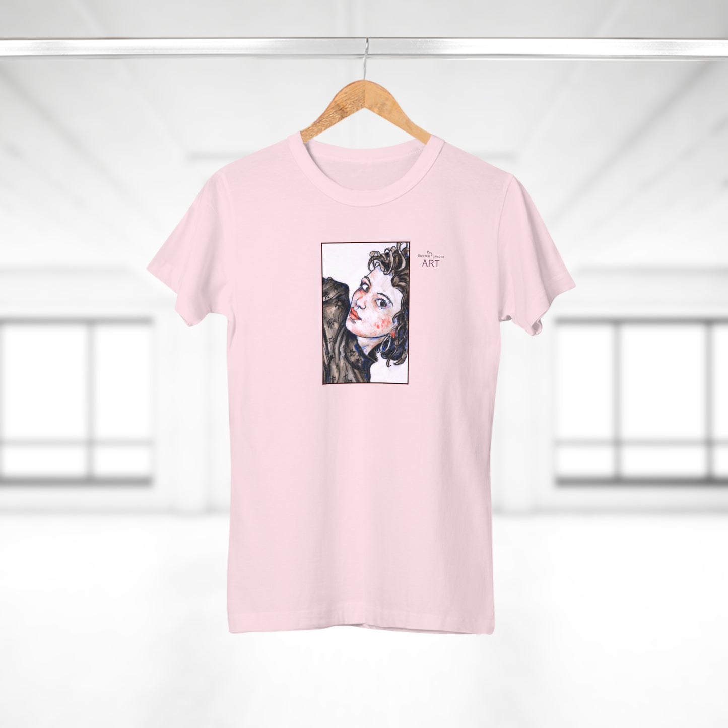Single Jersey Women's T-shirt - hell - Motiv: Front Annette, H 20 cm & Rückseite Annette, H 35,56 cm
