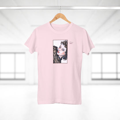 Single Jersey Women's T-shirt - hell - Motiv: Front Annette, H 20 cm & Rückseite Annette, H 35,56 cm
