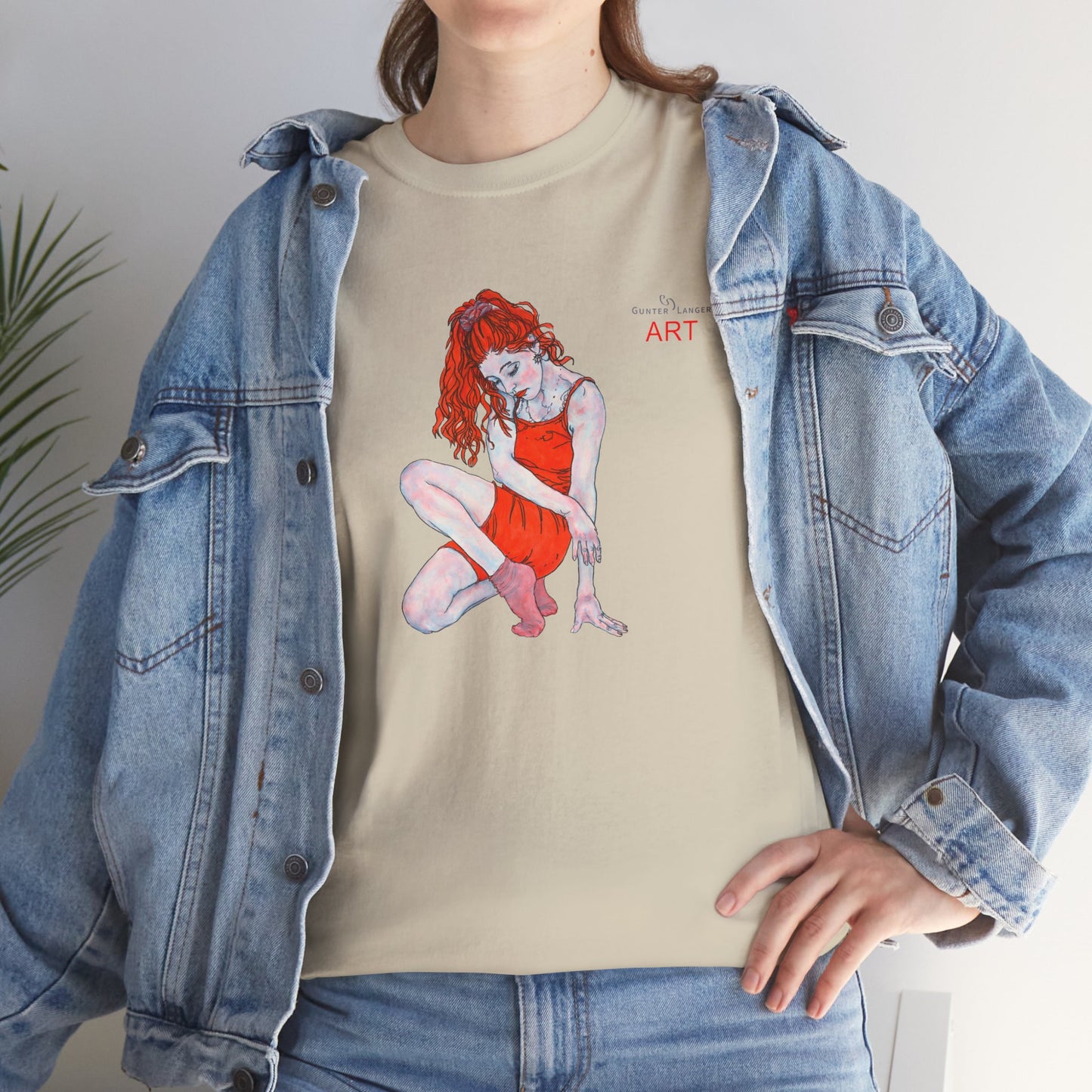 Unisex Heavy Cotton Tee - Motiv:  Front Julia, H25 cm & Rückseite Julia, H 49 cm