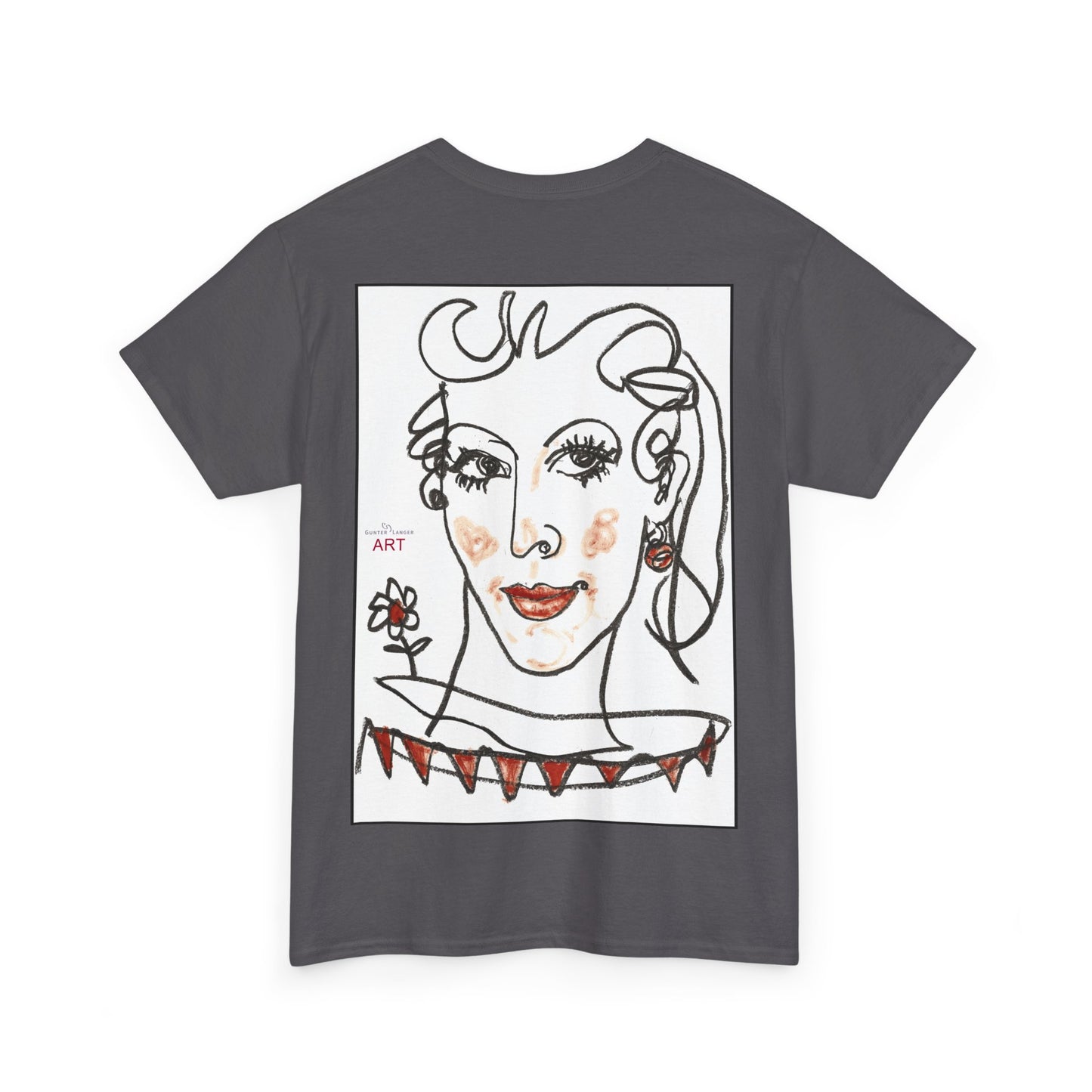 Unisex Heavy Cotton Tee - Motiv:  Front Lina H 11 cm & Rückseite Lina, H 49 cm, Neck Label