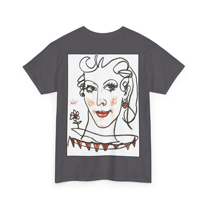 Unisex Heavy Cotton Tee - Motiv:  Front Lina H 11 cm & Rückseite Lina, H 49 cm, Neck Label