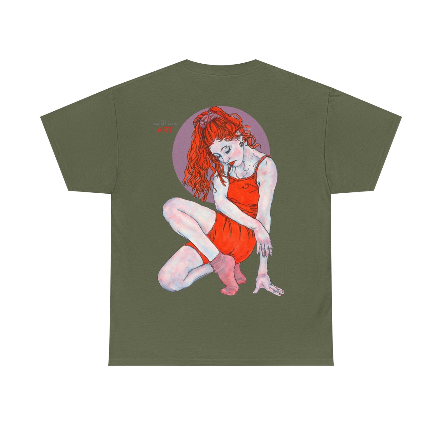 Unisex Heavy Cotton Tee - Motiv:  Front Julia, Ausschnitt & Rückseite Julia, H 49 cm, Aura, N-Label