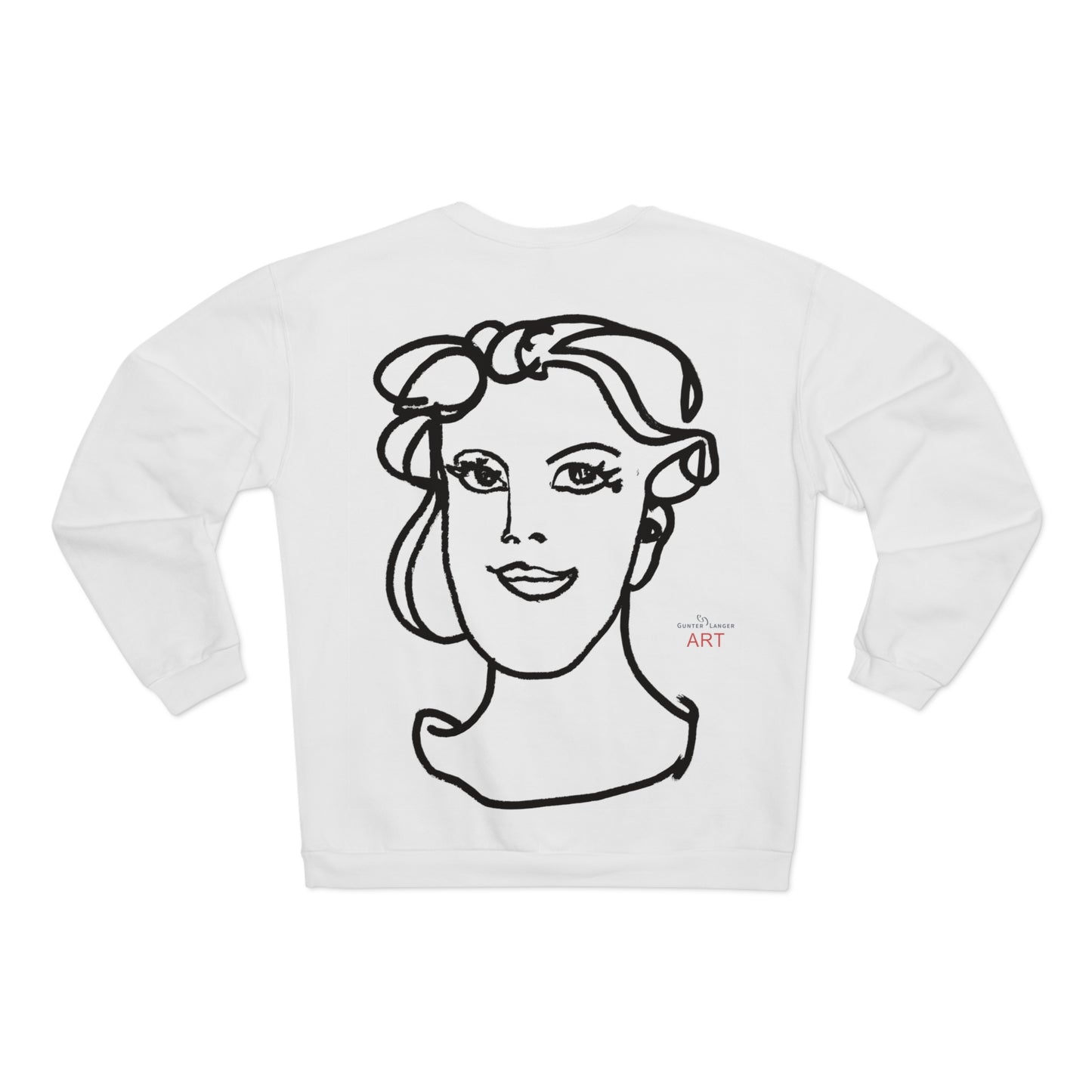 Unisex Crew Neck Sweatshirt (EU) - Motiv: Front Gia, (klein) H 20 cm & Rückseite Gia, H 49 cm