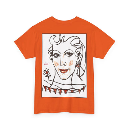 Unisex Heavy Cotton Tee - Motiv:  Front Lina H 11 cm & Rückseite Lina, H 49 cm, Neck Label