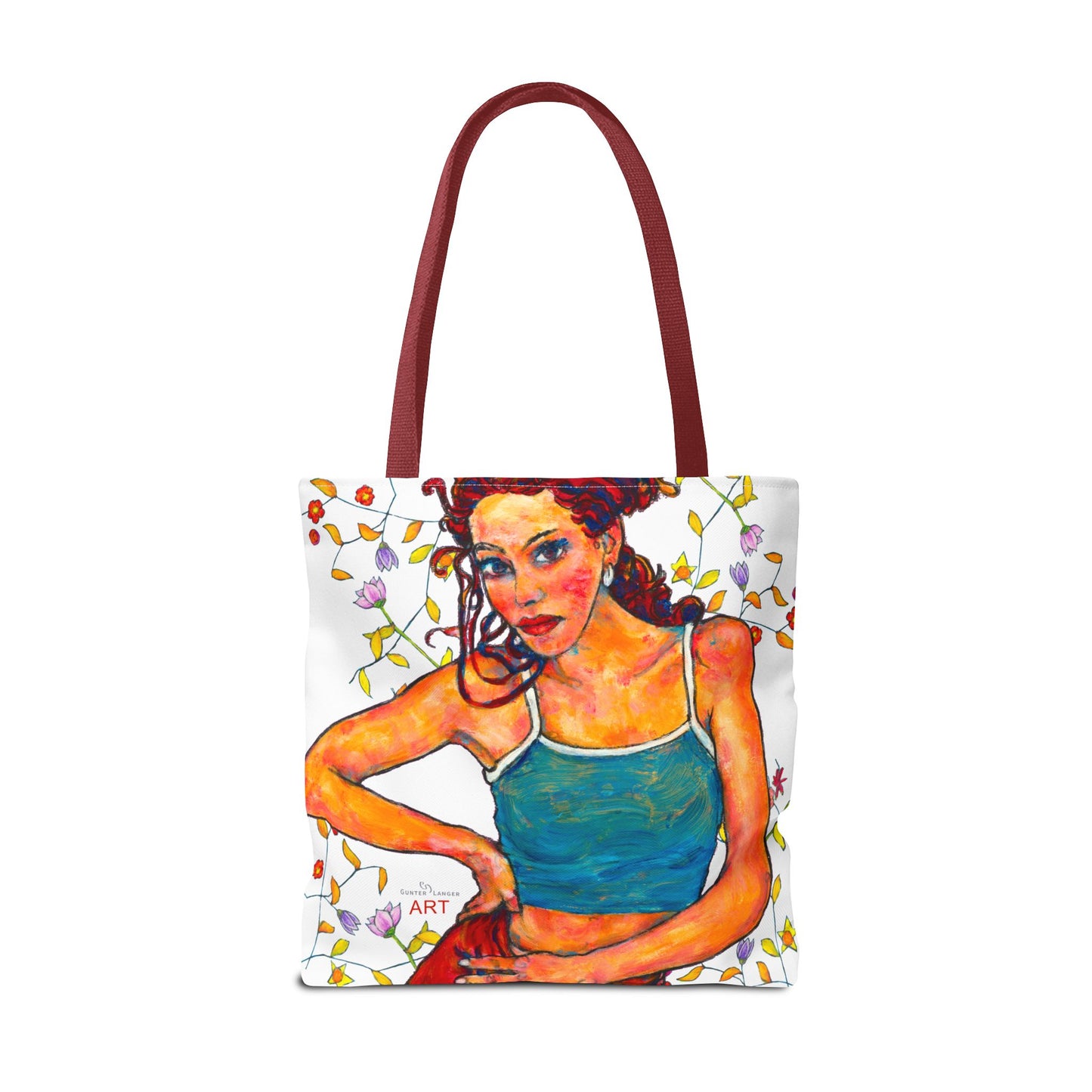 Tote Bag (AOP) -  Motiv: Lea, Weiß Ranken