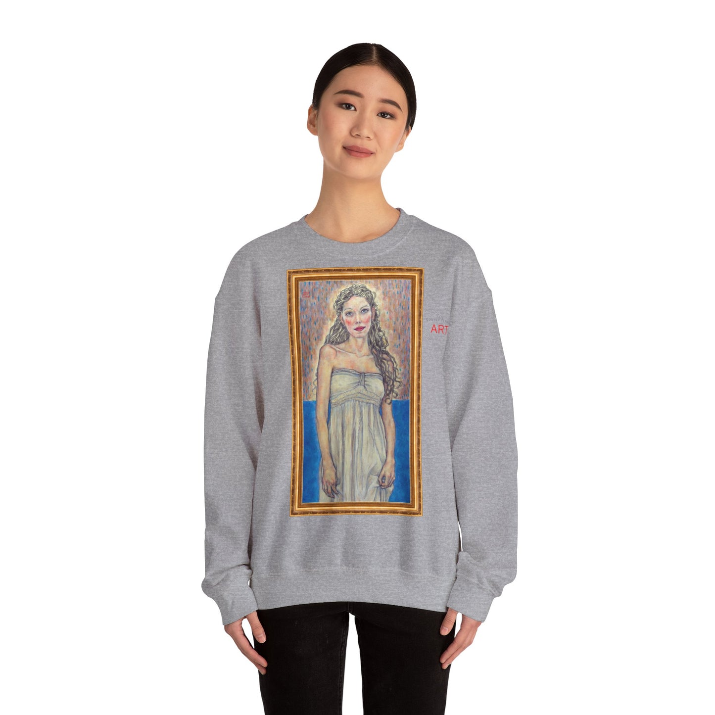 Unisex Heavy Blend™ Crewneck Sweatshirt - Motiv:  Front Marie (halb, gerahmt) & Rückseite Marie (gerahmt)