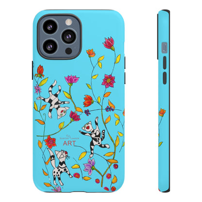 Tough Cases - iPhone - Motiv: Karierte Katzen, blau