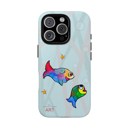Tough Cases - iPhone - Motiv: "Fische", Mikado blau