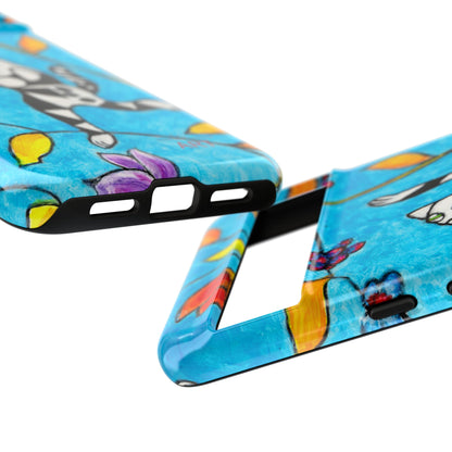 Tough Cases - Google Pixel - Samsung Galaxy - Motiv: Karierte Katze hüpft