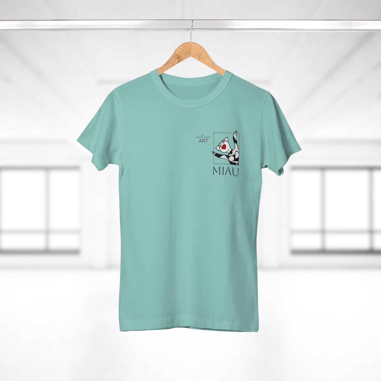 Single Jersey Women's T-shirt - hell - Motiv: Miau, H 9,7 cm
