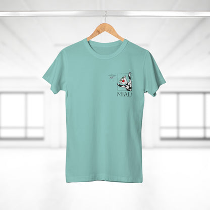 Single Jersey Women's T-shirt - hell - Motiv: Miau, H 9,7 cm