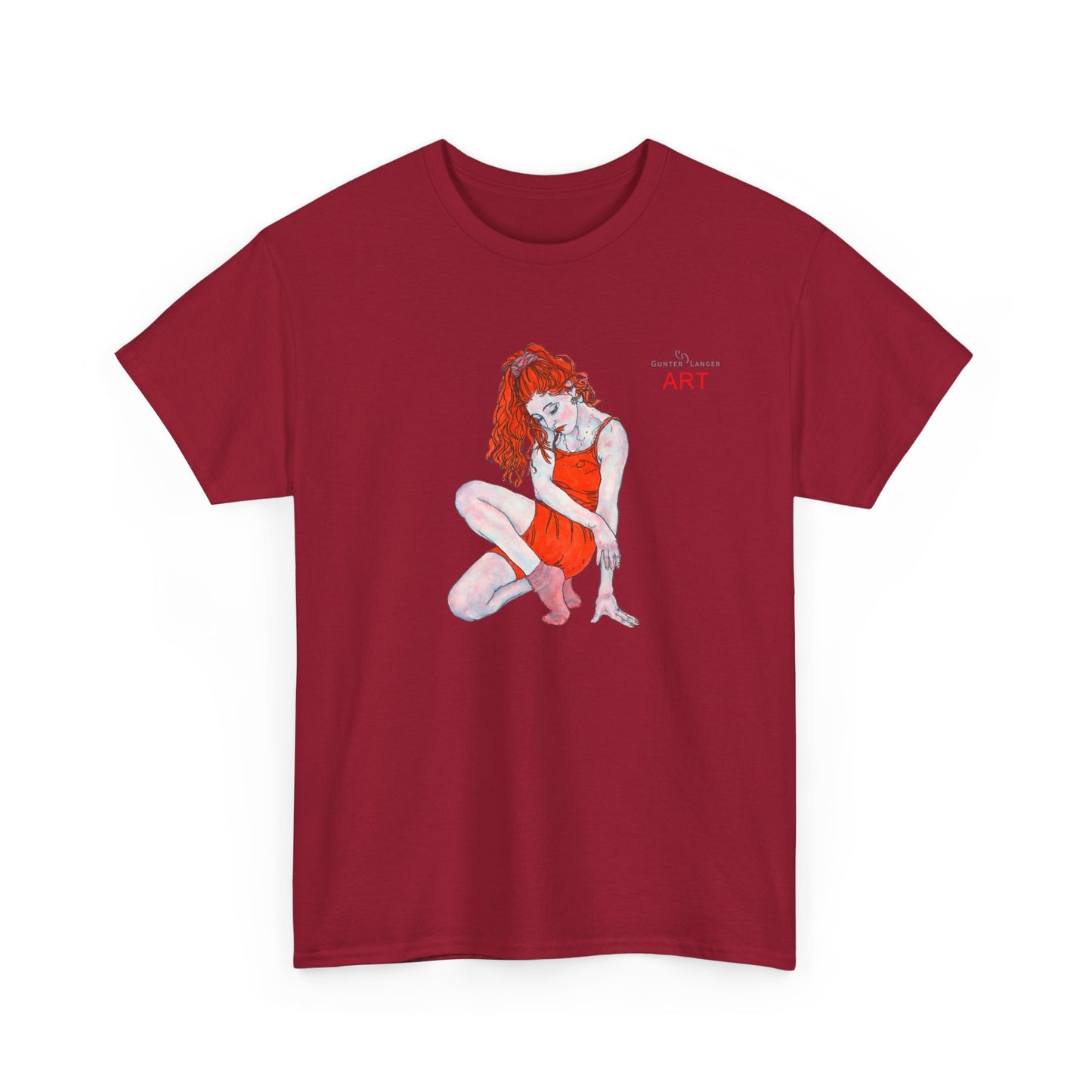 Unisex Heavy Cotton Tee - Motiv:  Front Julia, H25 cm & Rückseite Julia, H 49 cm