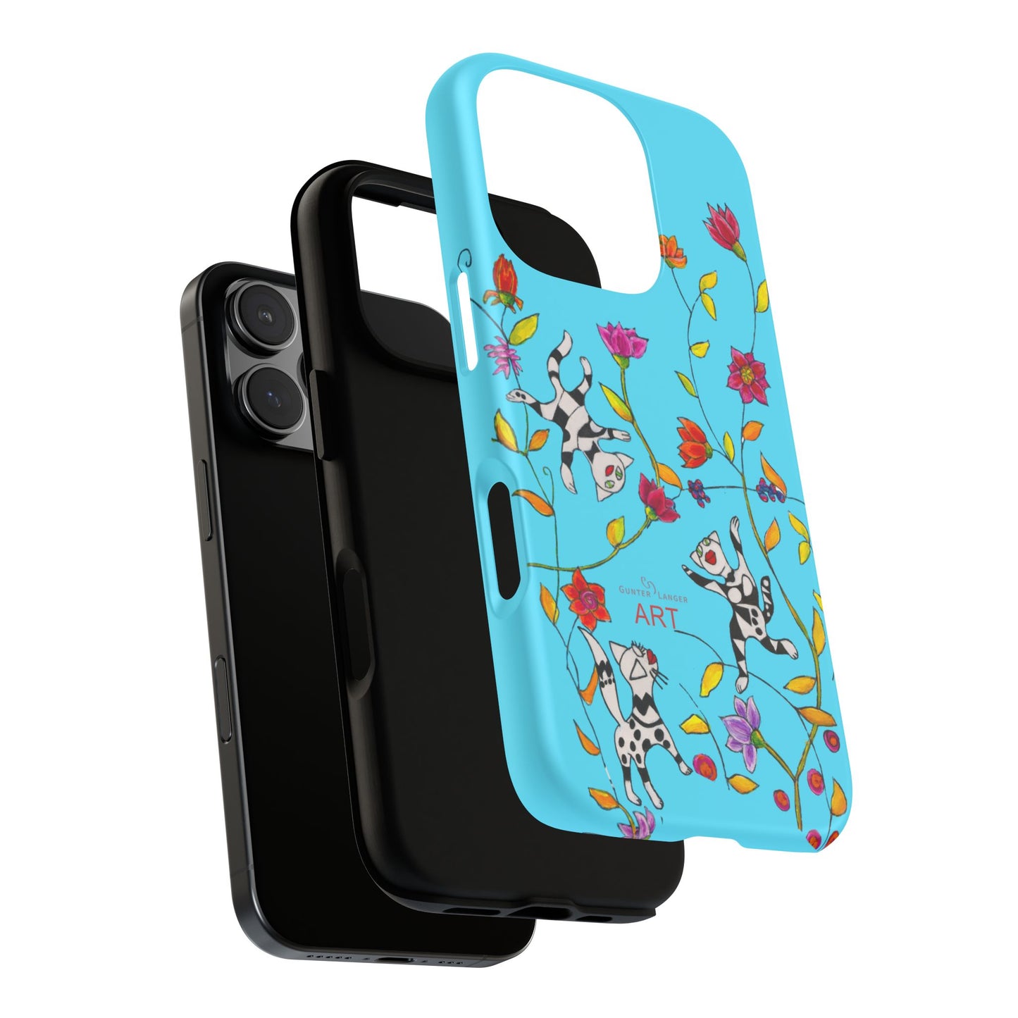 Tough Cases - iPhone - Motiv: Karierte Katzen, blau