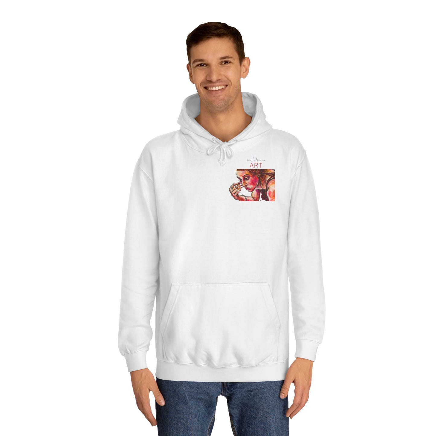 Unisex College Hoodie - Motiv: Front, Marla (Ausschnitt H 10 cm) & Rückseite Marla, H30 cm