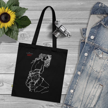 Organic Cotton Tote Bag - Motiv :Giselle (weiß), einseitig bedruckt, H 30 cm