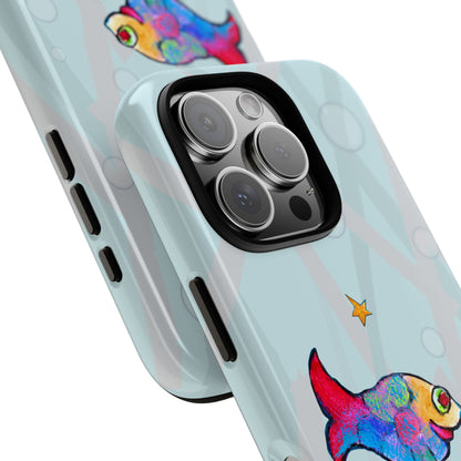 Tough Cases - iPhone - Motiv: "Fische", Mikado blau
