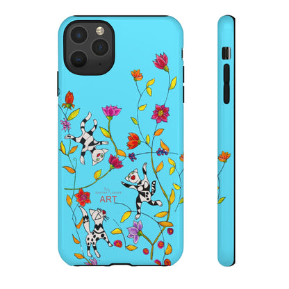 Tough Cases - iPhone - Motiv: Karierte Katzen, blau
