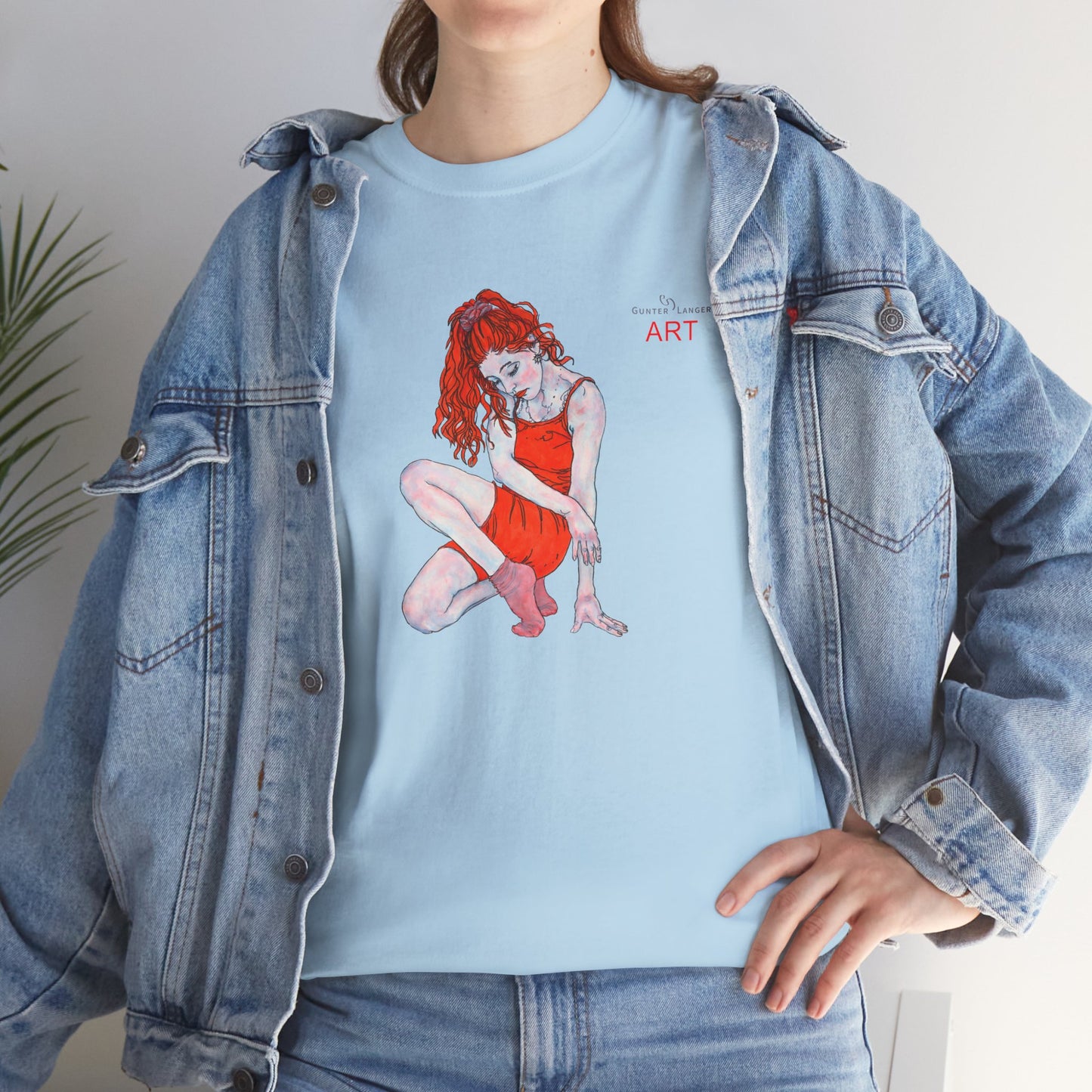 Unisex Heavy Cotton Tee - Motiv:  Front Julia, H25 cm & Rückseite Julia, H 49 cm