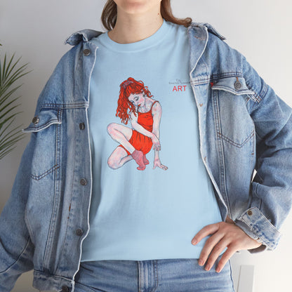 Unisex Heavy Cotton Tee - Motiv:  Front Julia, H25 cm & Rückseite Julia, H 49 cm