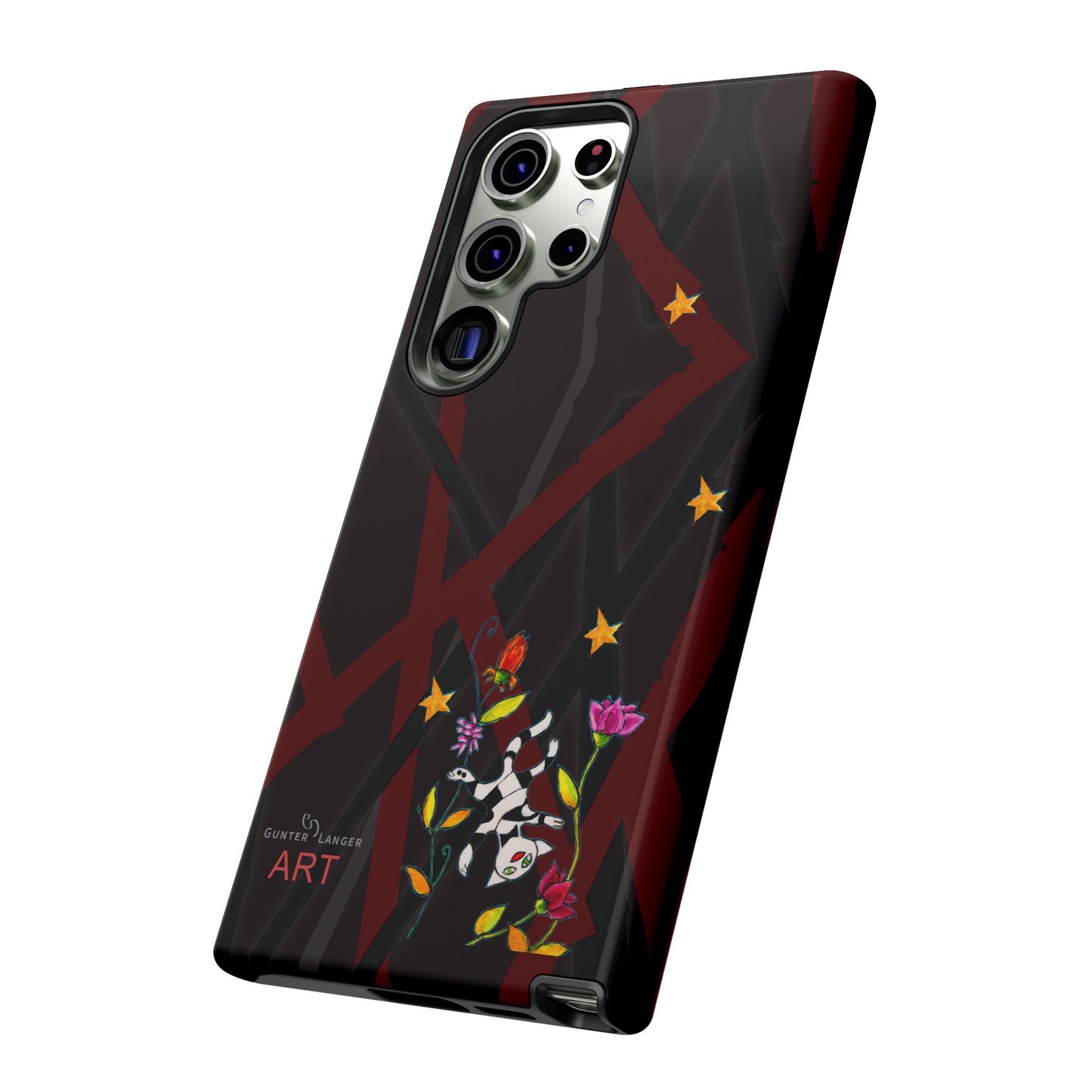 Tough Cases - Google Pixel - Samsung Galaxy - Motiv: Katze schwebt und Ranken, H 5,26 cm, Mikado3
