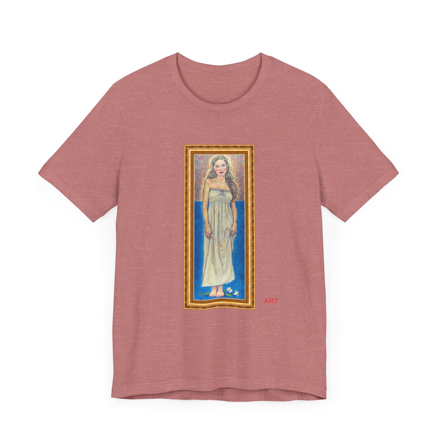 Unisex Jersey Short Sleeve Tee - Motiv: Front Marie, H 35,5 cm Goldrahmen