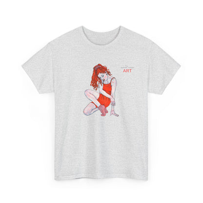 Unisex Heavy Cotton Tee - Motiv:  Front Julia, H25 cm & Rückseite Julia, H 49 cm