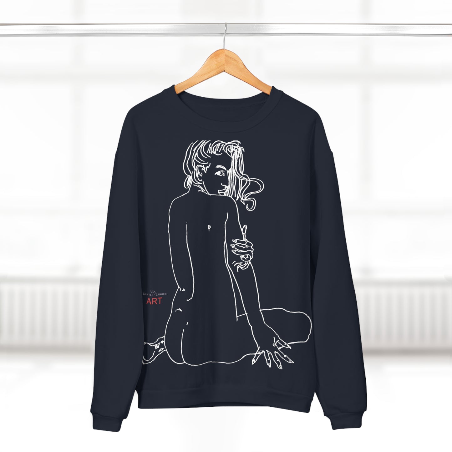 Unisex Crew Neck Sweatshirt (EU) - Motiv: Front Emilia & Rückseite Emilia, (Weiß) H 48 cm