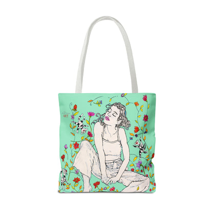 Tote Bag (AOP) - Motiv: Carolin sw auf dklgrün