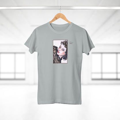 Single Jersey Women's T-shirt - hell - Motiv: Front Annette, H 20 cm & Rückseite Annette, H 35,56 cm