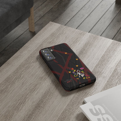 Tough Cases - Google Pixel - Samsung Galaxy - Motiv: Katze schwebt und Ranken, H 5,26 cm, Mikado3